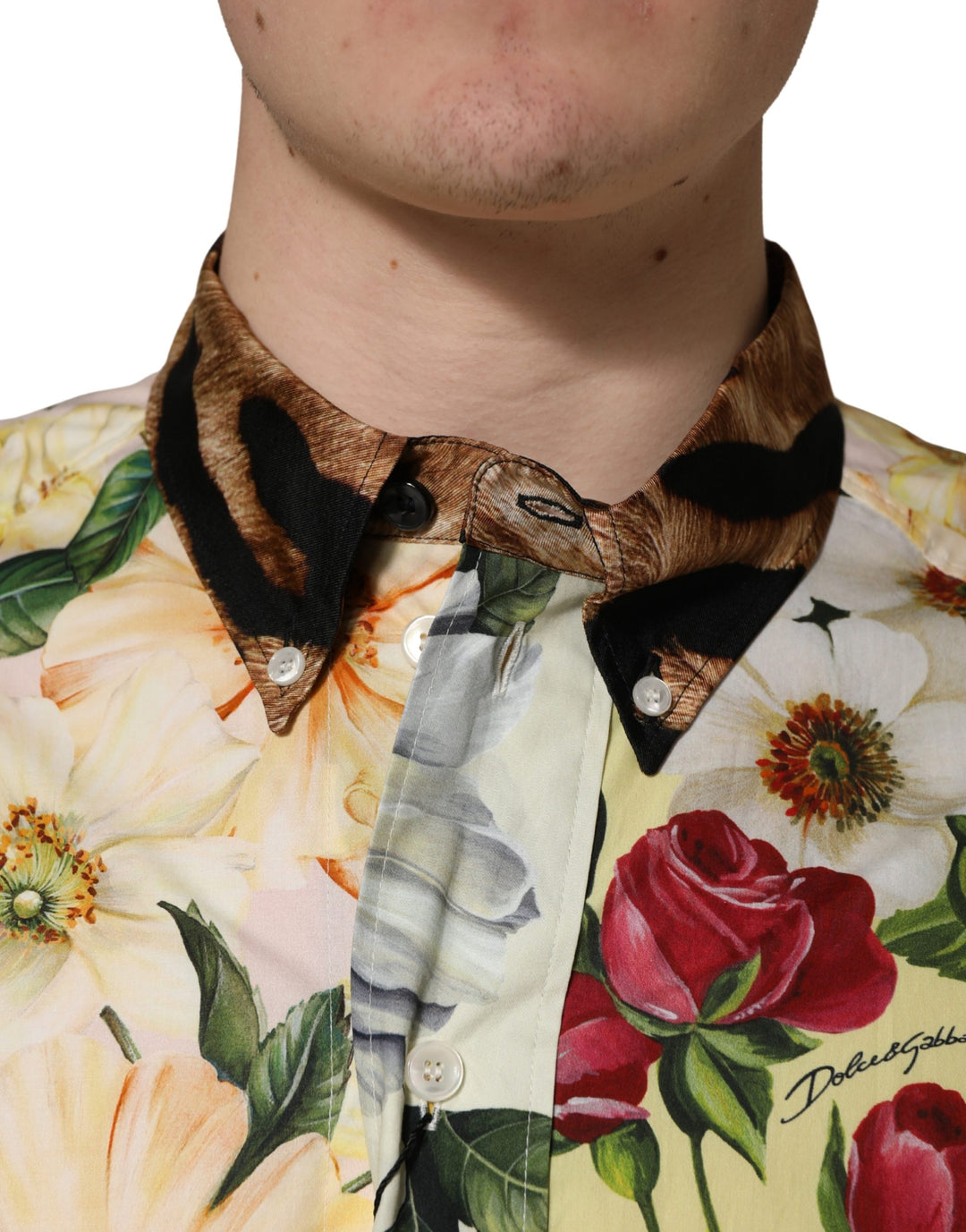 Dolce &amp; Gabbana Sample Sale | Dolce &amp; Gabbana Multicolor Floral Animal Print Collared Shirt - | Designer outlet
