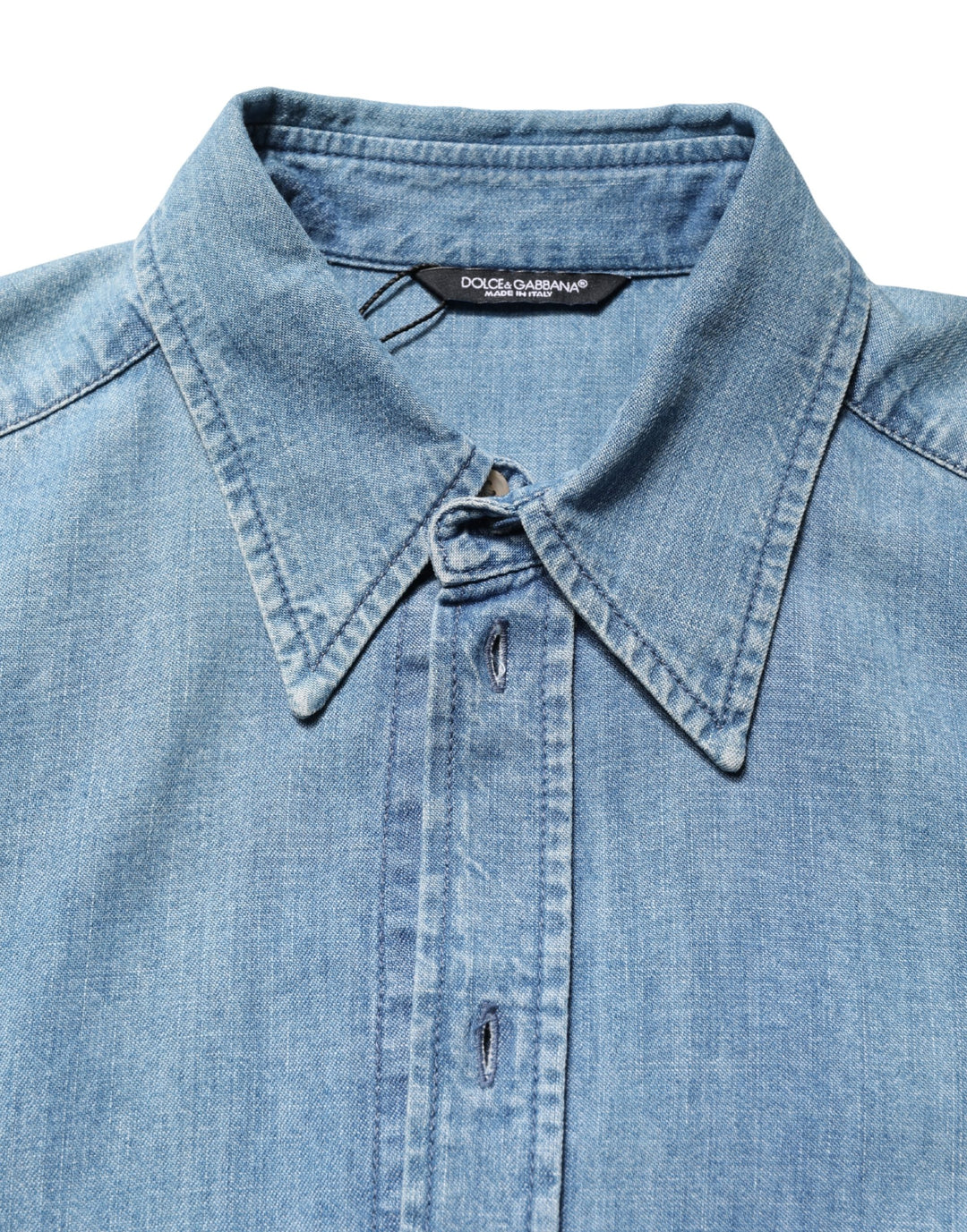 Dolce &amp; Gabbana Sample Sale | Dolce &amp; Gabbana Blue Cotton Stretch Casual Denim Slim Shirt - | Designer outlet
