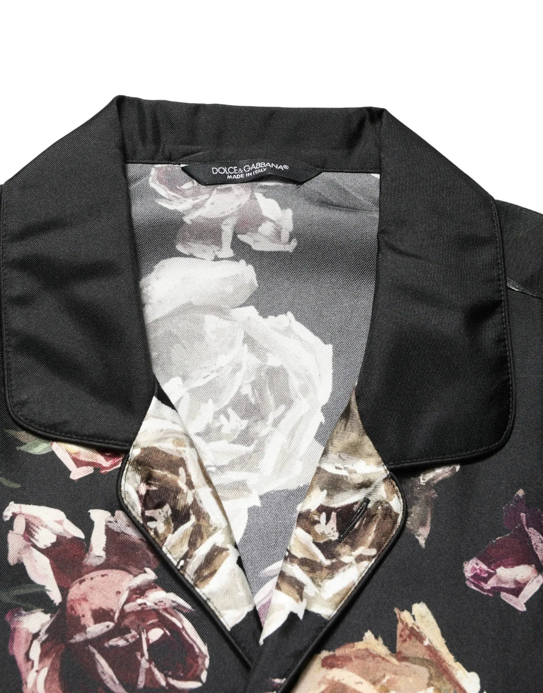 Dolce &amp; Gabbana Black Floral Print Long Sleeves Casual Shirt
