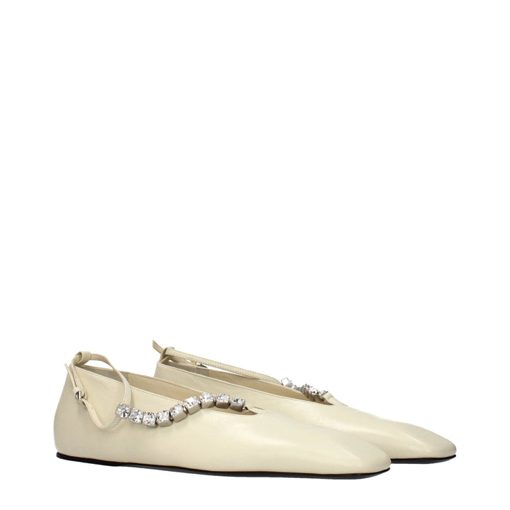 Jil Sander Beige Leather Ballet Flats