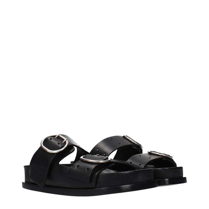 Jil Sander Black Leather Slippers