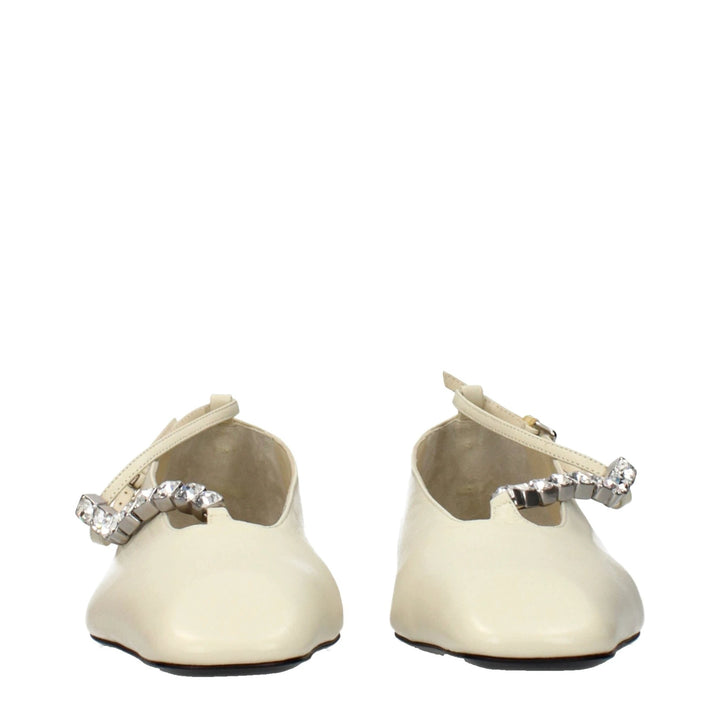 Jil Sander Beige Leather Ballet Flats