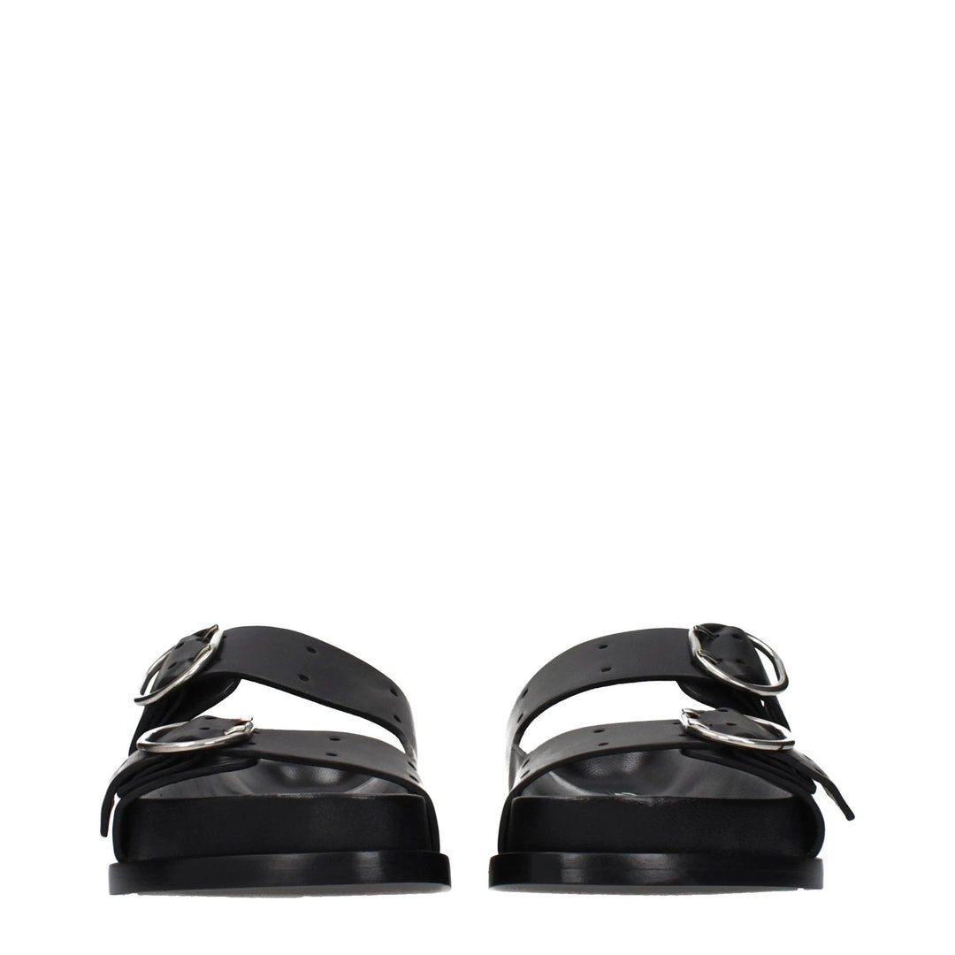 Jil Sander Black Leather Slippers