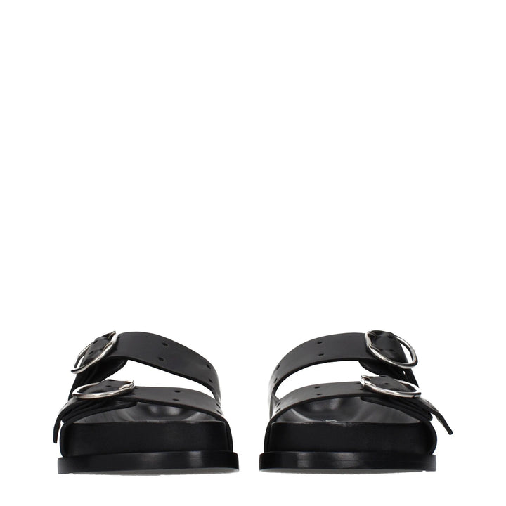 Jil Sander Black Leather Slippers