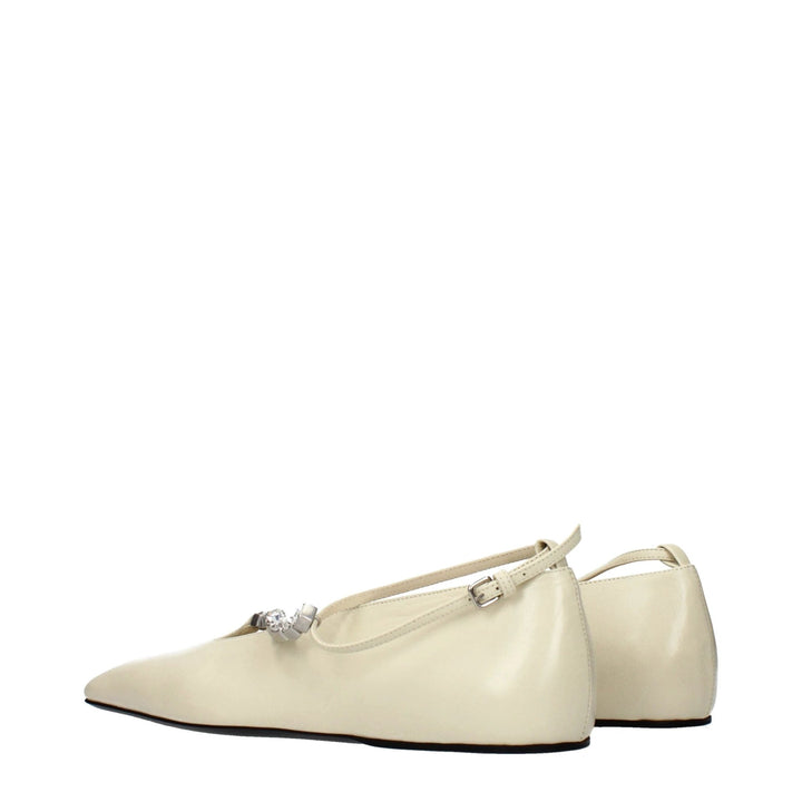 Jil Sander Beige Leather Ballet Flats