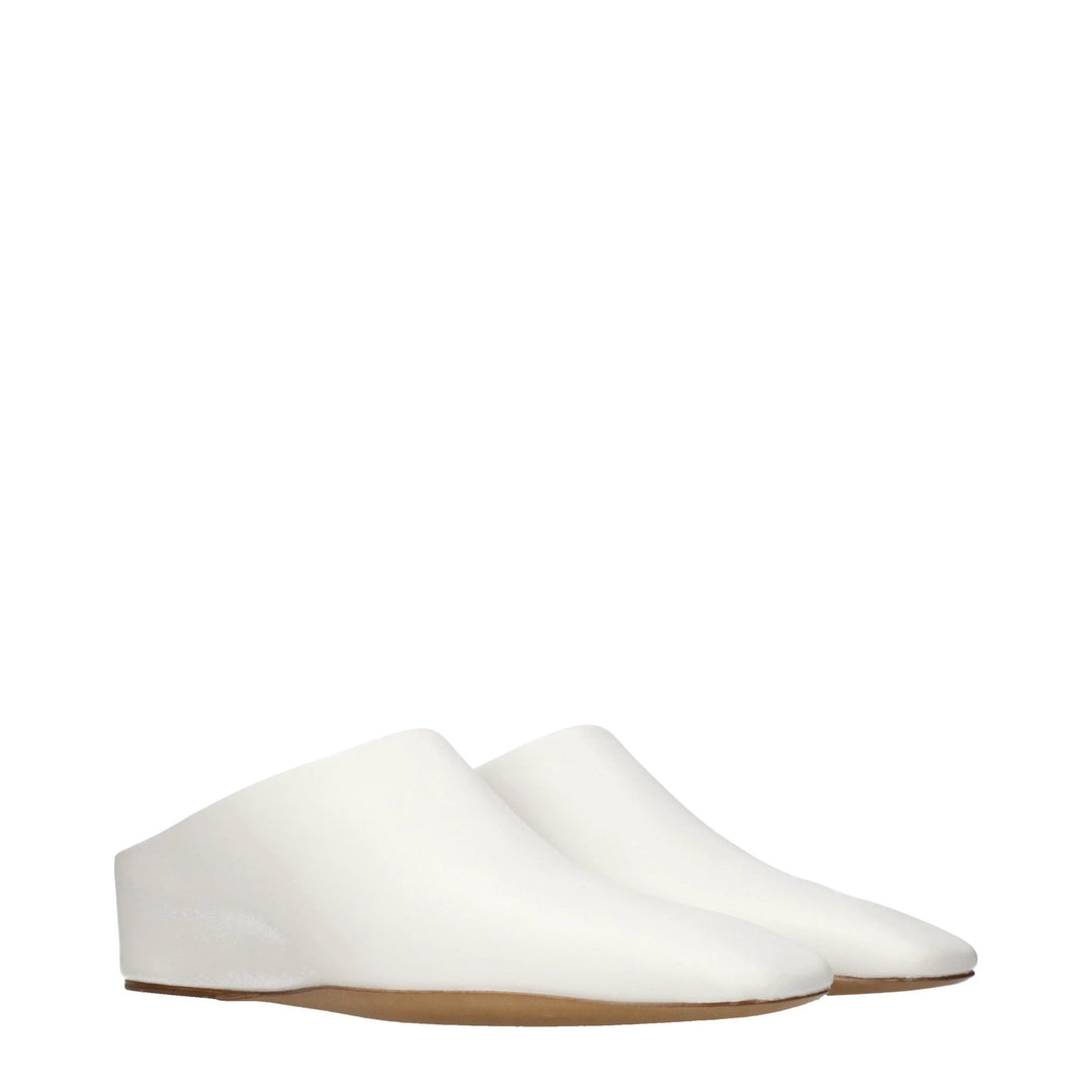 Jil Sander White Leather Slippers