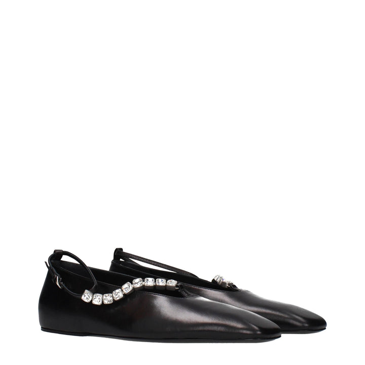 Jil Sander Black Leather Ballet Flats