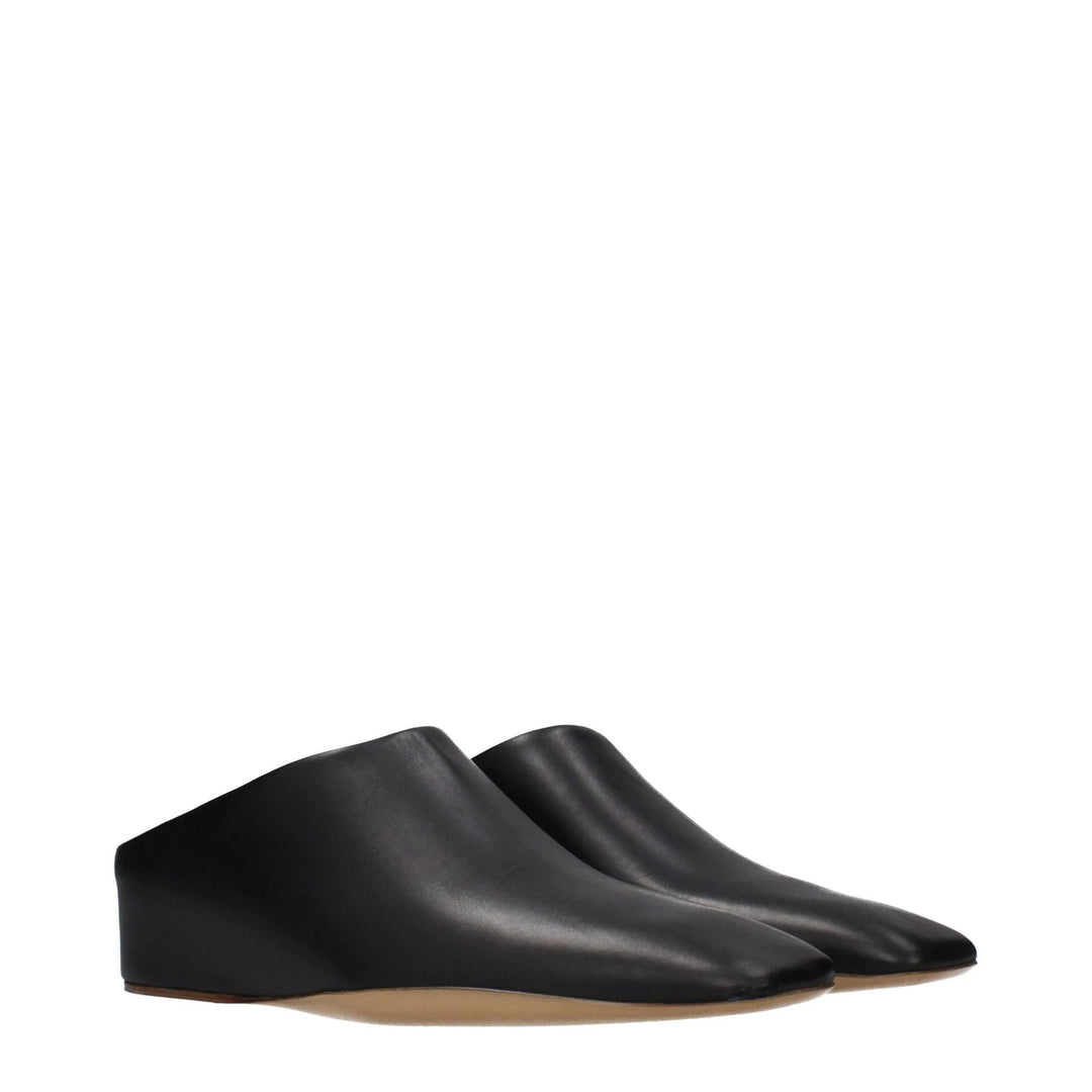 Jil Sander Black Leather Slippers