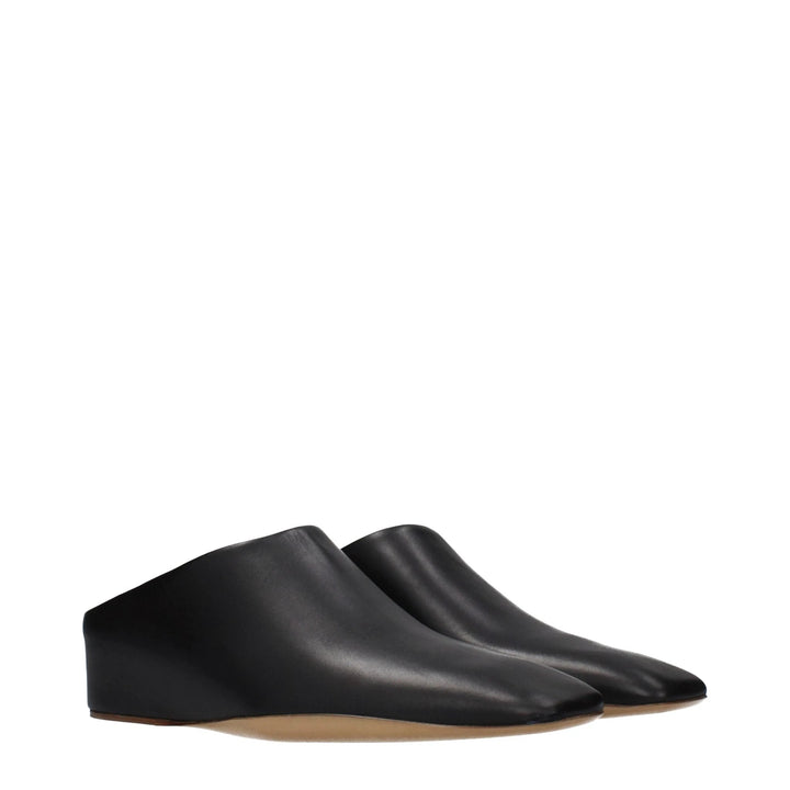 Jil Sander Black Leather Slippers