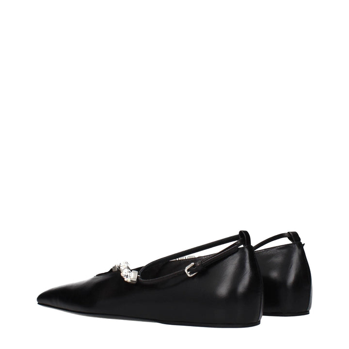 Jil Sander Black Leather Ballet Flats