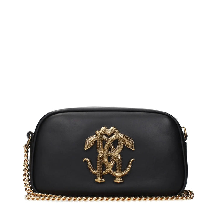 Roberto Cavalli Black Leather Crossbody Bag