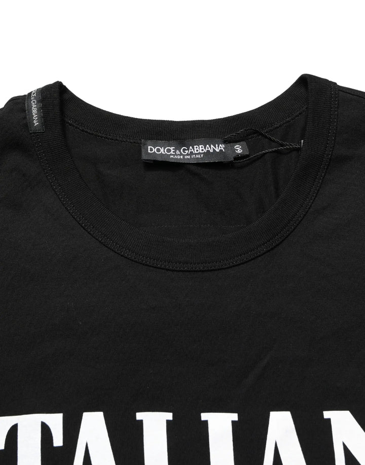 Dolce &amp; Gabbana Black Camouflage Graphic Cotton Crewneck T-shirt
