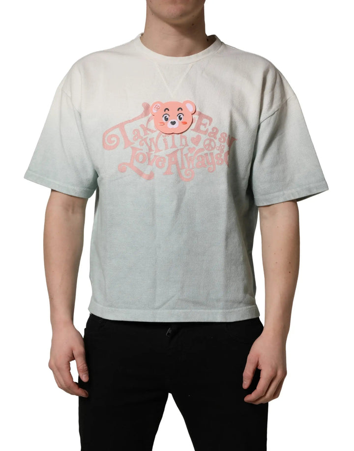 Dolce &amp; Gabbana Green Tie-Dye Graphic Print Cotton Crewneck  T-shirt