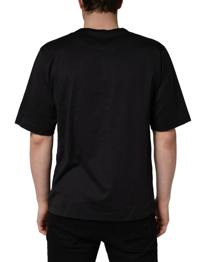 Dolce &amp; Gabbana Black Angel Print Cotton Crew Neck T-shirt