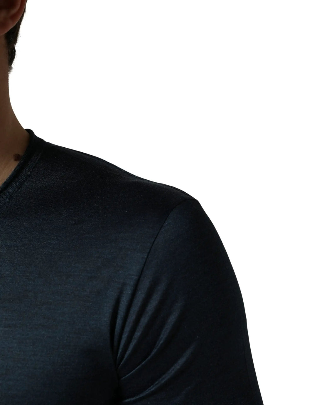 Dolce &amp; Gabbana Dark Blue Silk Crew Neck Short Sleeve T-shirt