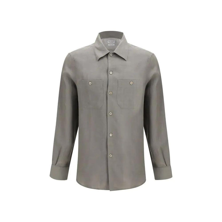 Brunello Cucinelli Bicolor Linen Dress Shirt
