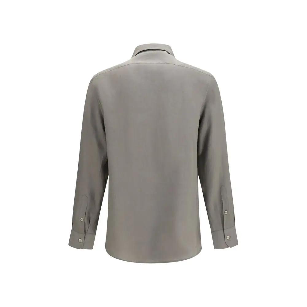 Brunello Cucinelli Bicolor Linen Dress Shirt