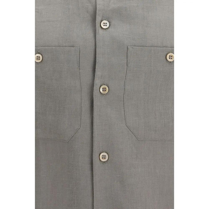 Brunello Cucinelli Bicolor Linen Dress Shirt