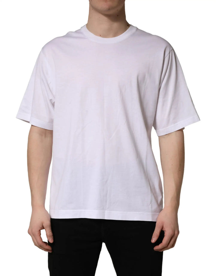 Dolce &amp; Gabbana Sample Sale | Dolce &amp; Gabbana White Oversized Cotton Men Crew Neck T-shirt - | Designer outlet