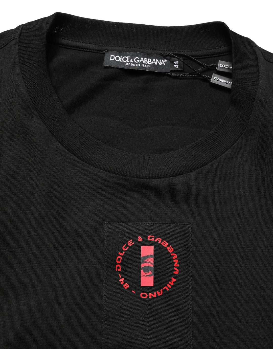 Dolce &amp; Gabbana Sample Sale | Dolce &amp; Gabbana Black Cotton Jersey Logo Patch Crew Neck T-shirt - | Designer outlet