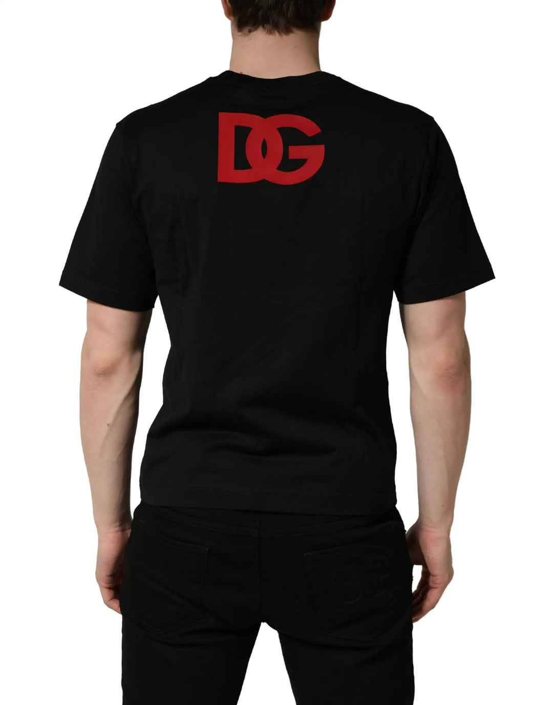 Dolce &amp; Gabbana Sample Sale | Dolce &amp; Gabbana Black Cotton Jersey Logo Patch Crew Neck T-shirt - | Designer outlet