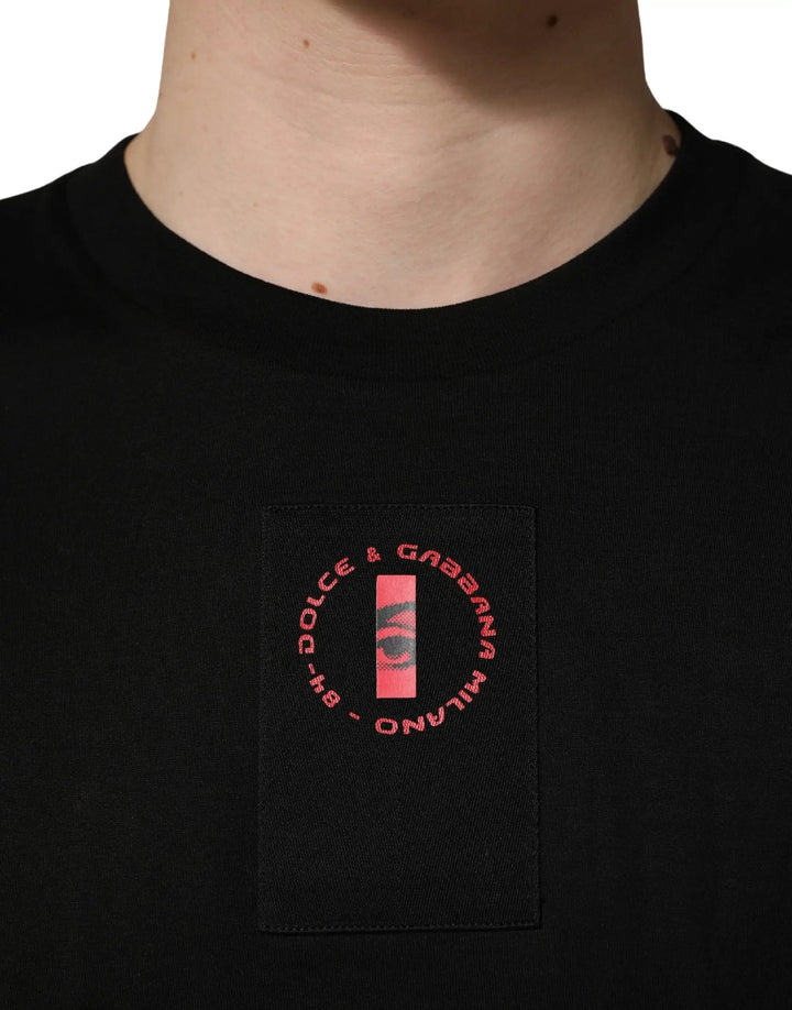 Dolce &amp; Gabbana Sample Sale | Dolce &amp; Gabbana Black Cotton Jersey Logo Patch Crew Neck T-shirt - | Designer outlet