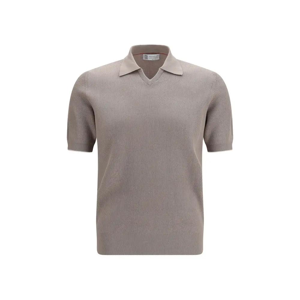 Brunello Cucinelli Gray Cotton Polo Shirt