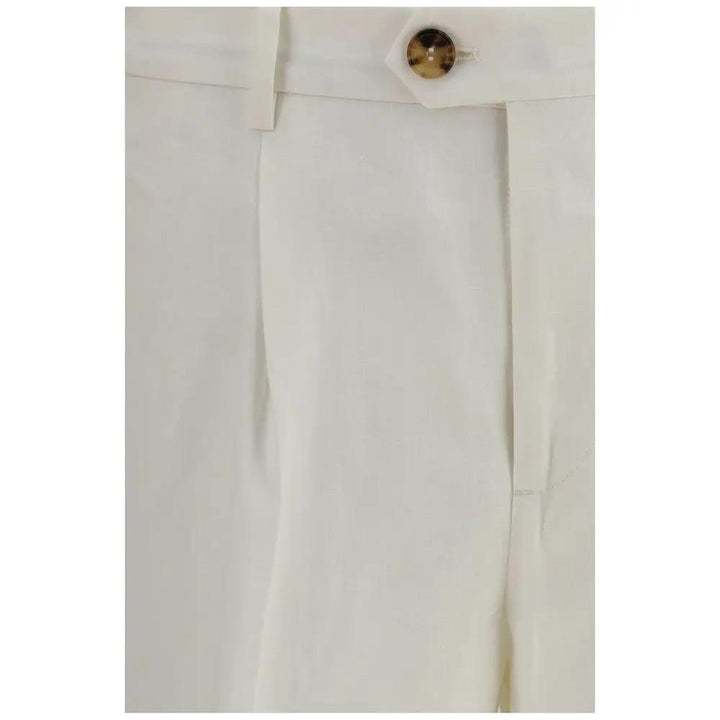 Brunello Cucinelli White Linen Casual Pants