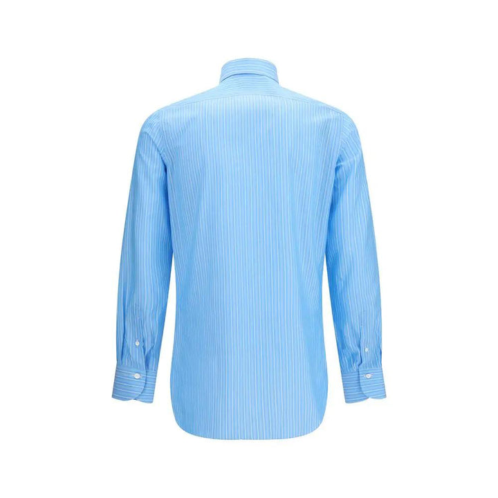 Finamore Blue Cotton Pattern Shirt