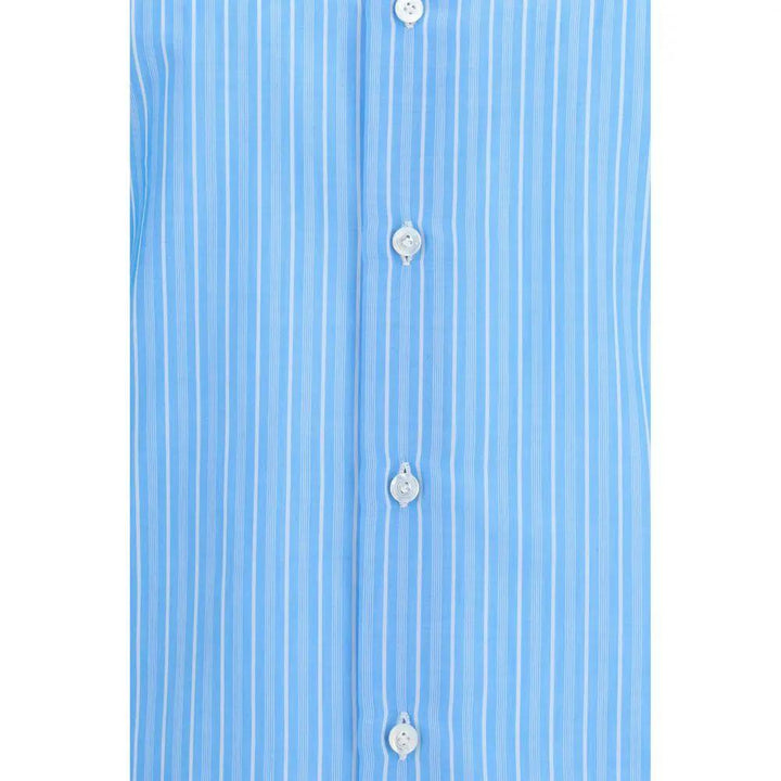 Finamore Blue Cotton Pattern Shirt