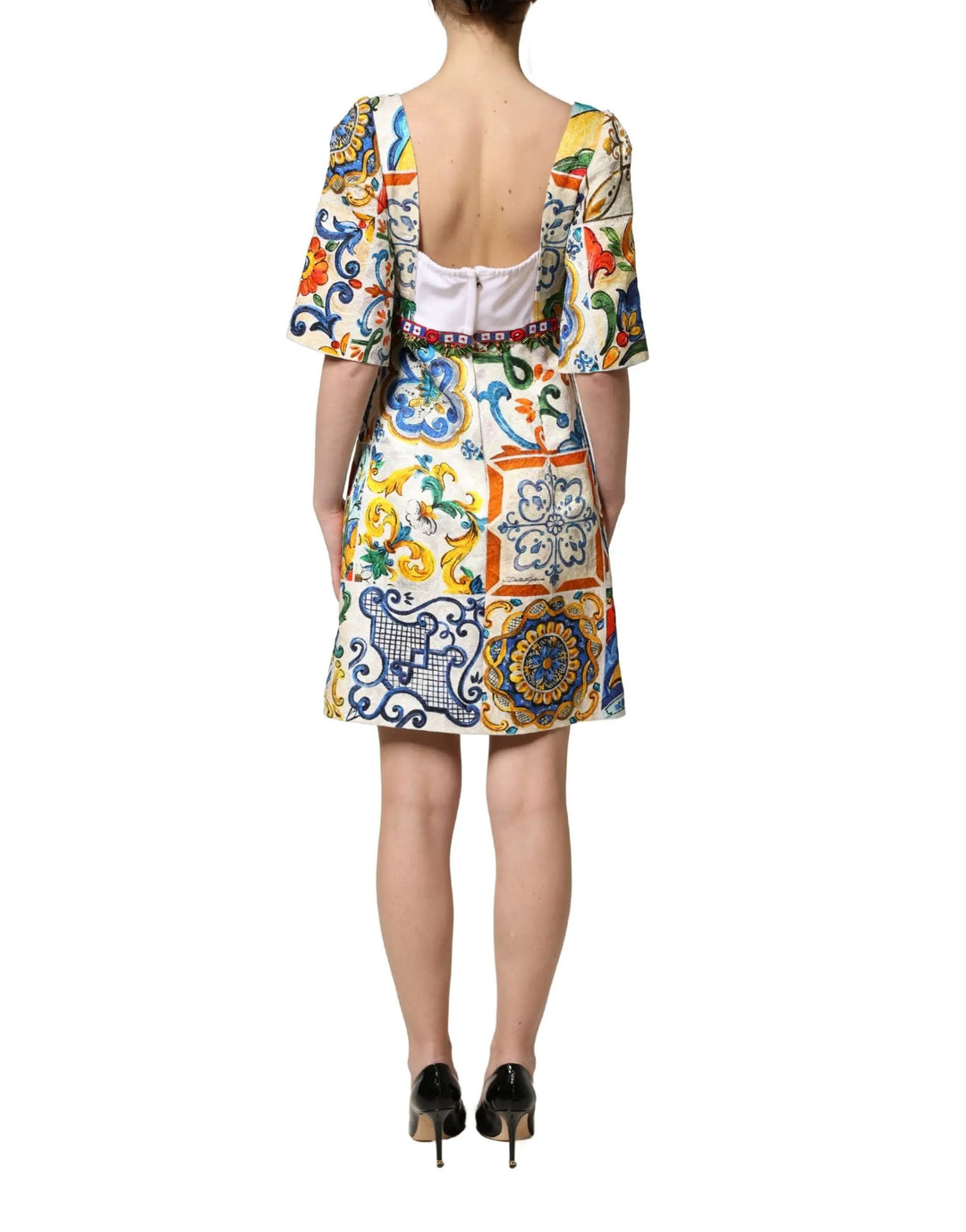 Dolce &amp; Gabbana Sample Sale | Dolce &amp; Gabbana Multicolor Majolica Print Cotton Mini Dress - | Designer outlet