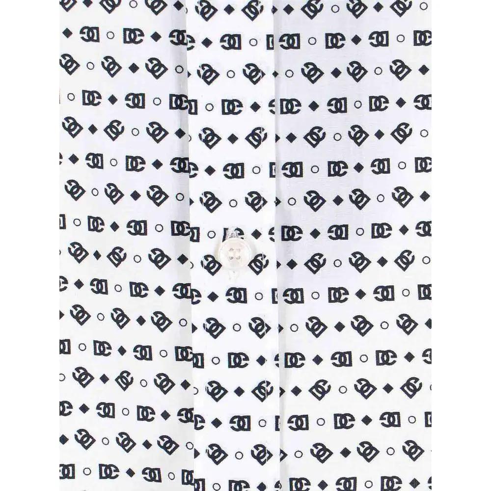 Dolce &amp; Gabbana White Cotton Pattern Shirt