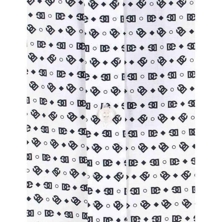 Dolce &amp; Gabbana White Cotton Pattern Shirt