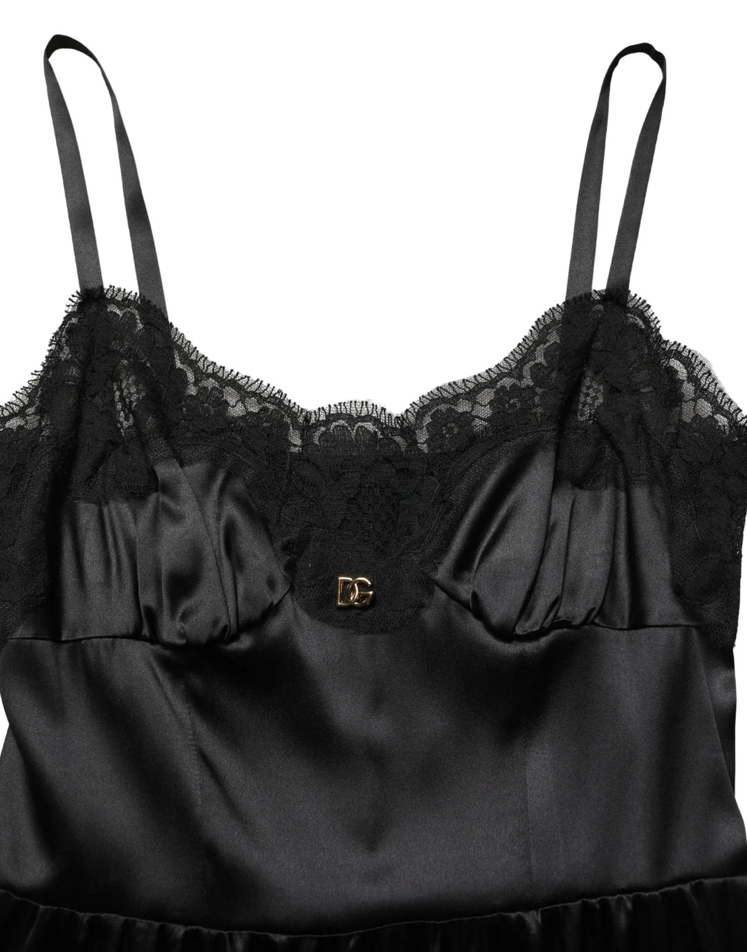 Dolce &amp; Gabbana Sample Sale | Dolce &amp; Gabbana Black Silk Satin Lace Sleeveless Mini Dress - | Designer outlet