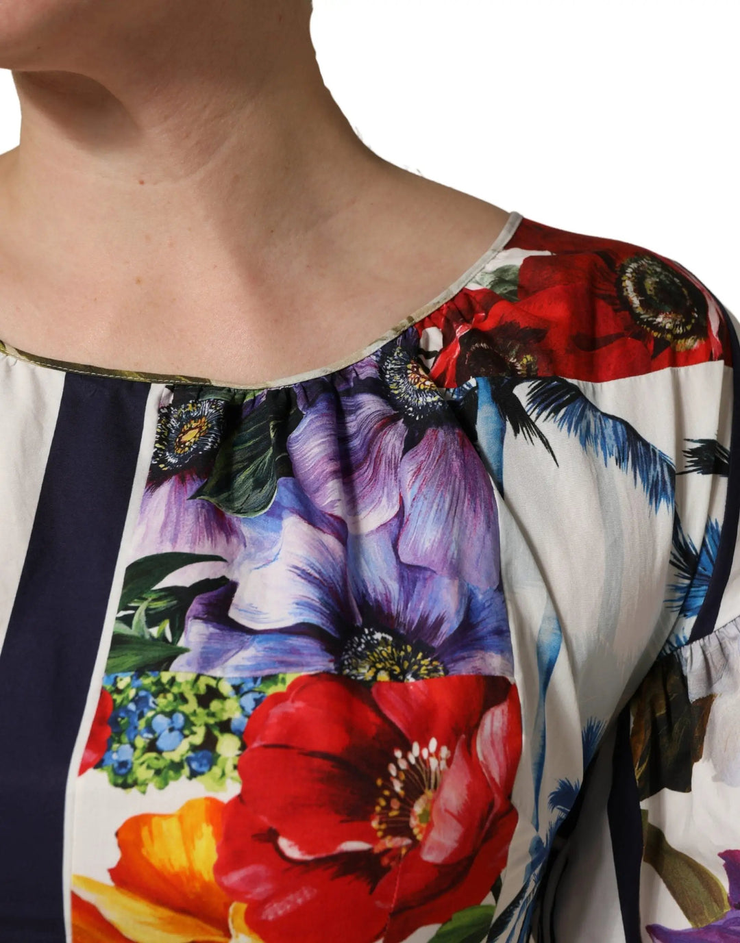 Dolce &amp; Gabbana Sample Sale | Dolce &amp; Gabbana Multicolor Patchwork Cotton Poplin Mini Dress - | Designer outlet