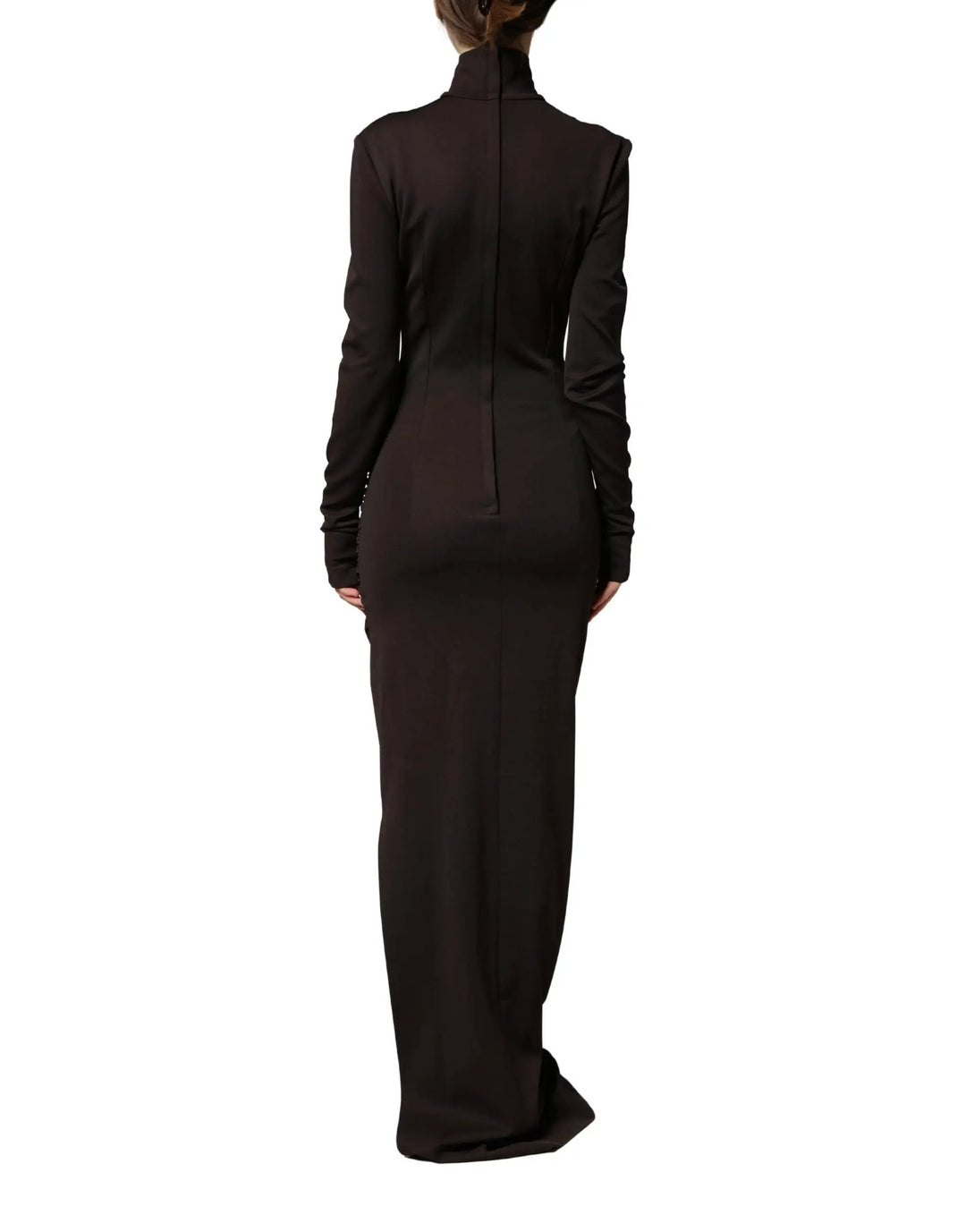 Dolce &amp; Gabbana Sample Sale | Dolce &amp; Gabbana Brown Turtleneck Jersey Long Maxi Dress - | Designer outlet