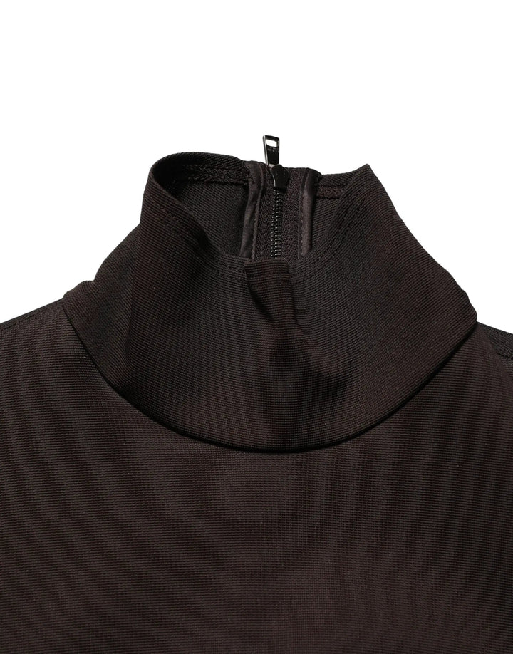 Dolce &amp; Gabbana Sample Sale | Dolce &amp; Gabbana Brown Turtleneck Jersey Long Maxi Dress - | Designer outlet