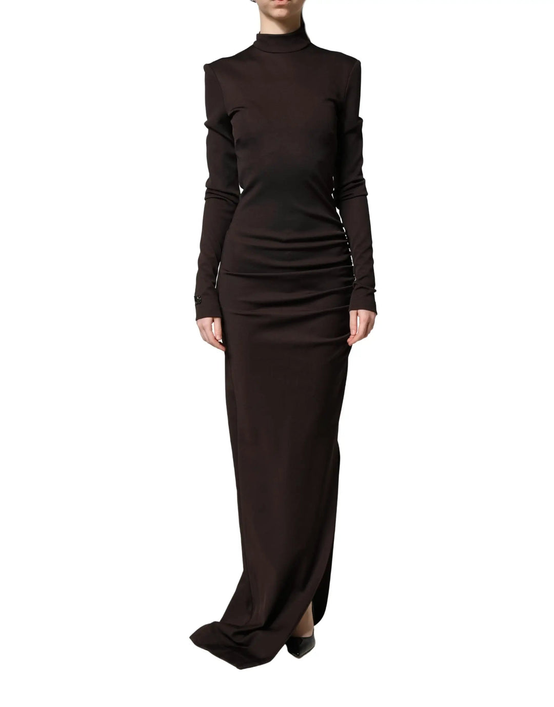 Dolce & Gabbana Sample Sale | Dolce & Gabbana Brown Turtleneck Jersey Long Maxi Dress - | Designer outlet
