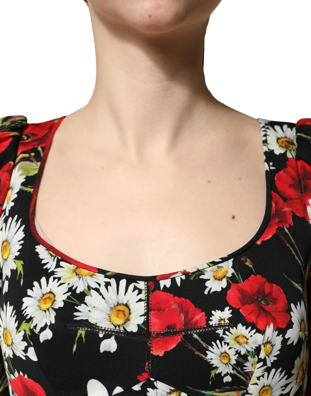 Dolce &amp; Gabbana Sample Sale | Dolce &amp; Gabbana Black Floral Silk Long Sleeves Gown Dress - | Designer outlet