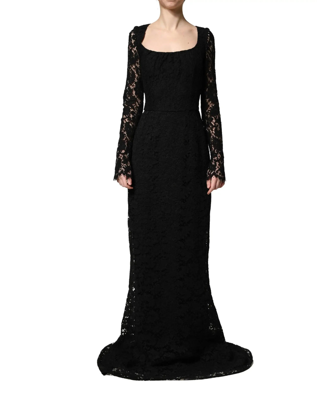 Dolce &amp; Gabbana Sample Sale | Dolce &amp; Gabbana Black Lace Square Neck LongSleeve Maxi Dress - | Designer outlet