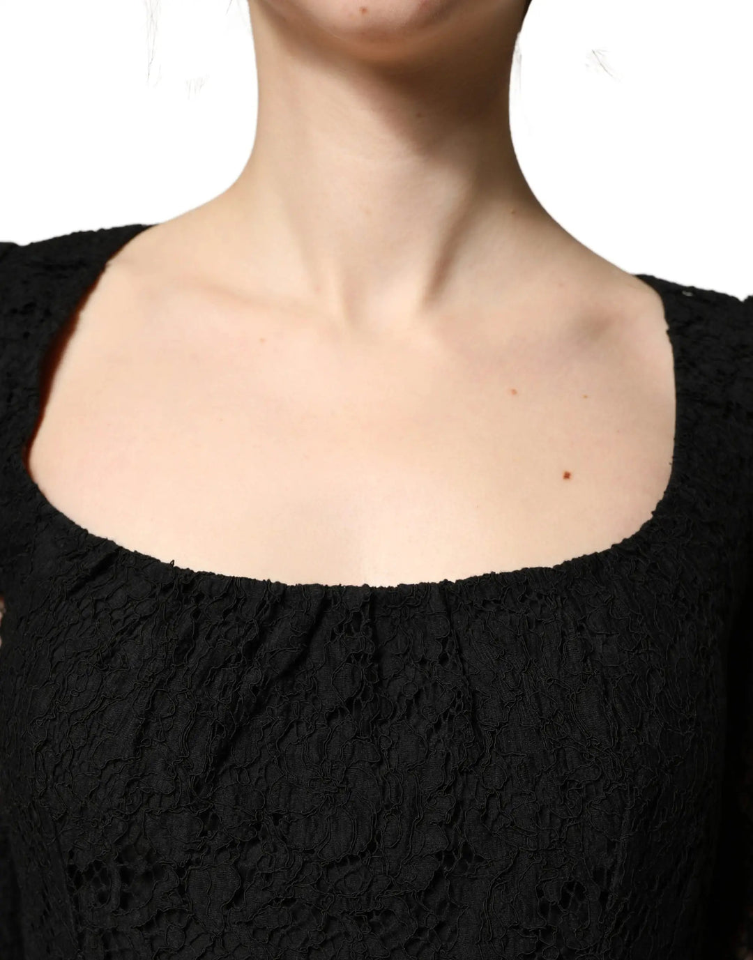 Dolce &amp; Gabbana Sample Sale | Dolce &amp; Gabbana Black Lace Square Neck LongSleeve Maxi Dress - | Designer outlet