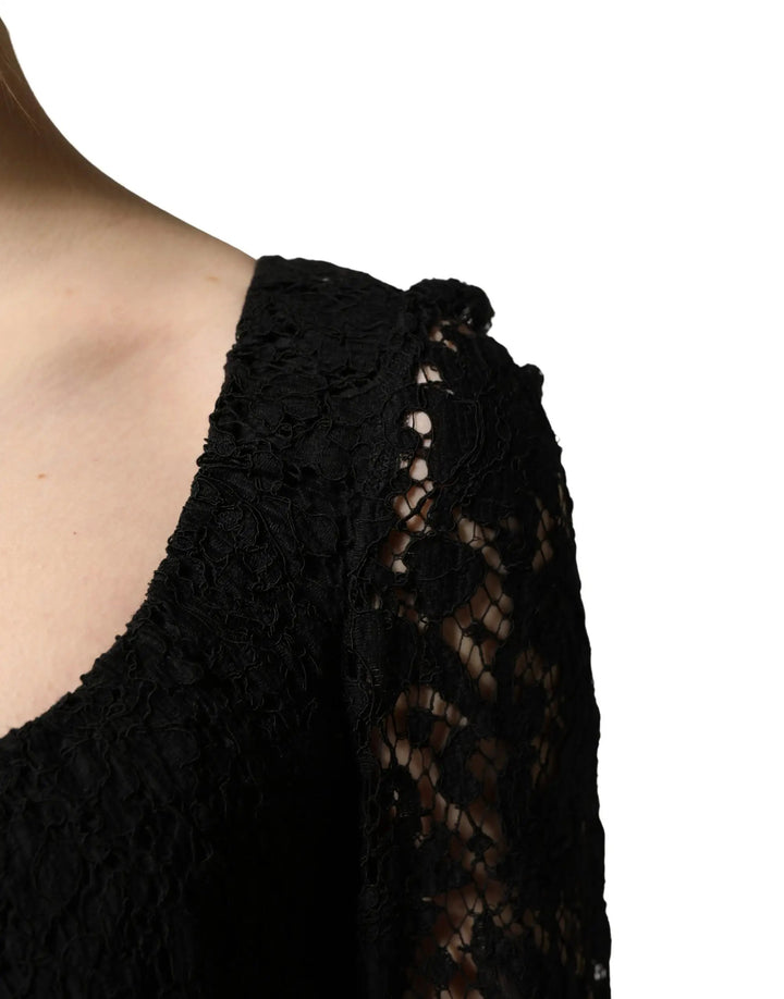 Dolce &amp; Gabbana Sample Sale | Dolce &amp; Gabbana Black Lace Square Neck LongSleeve Maxi Dress - | Designer outlet