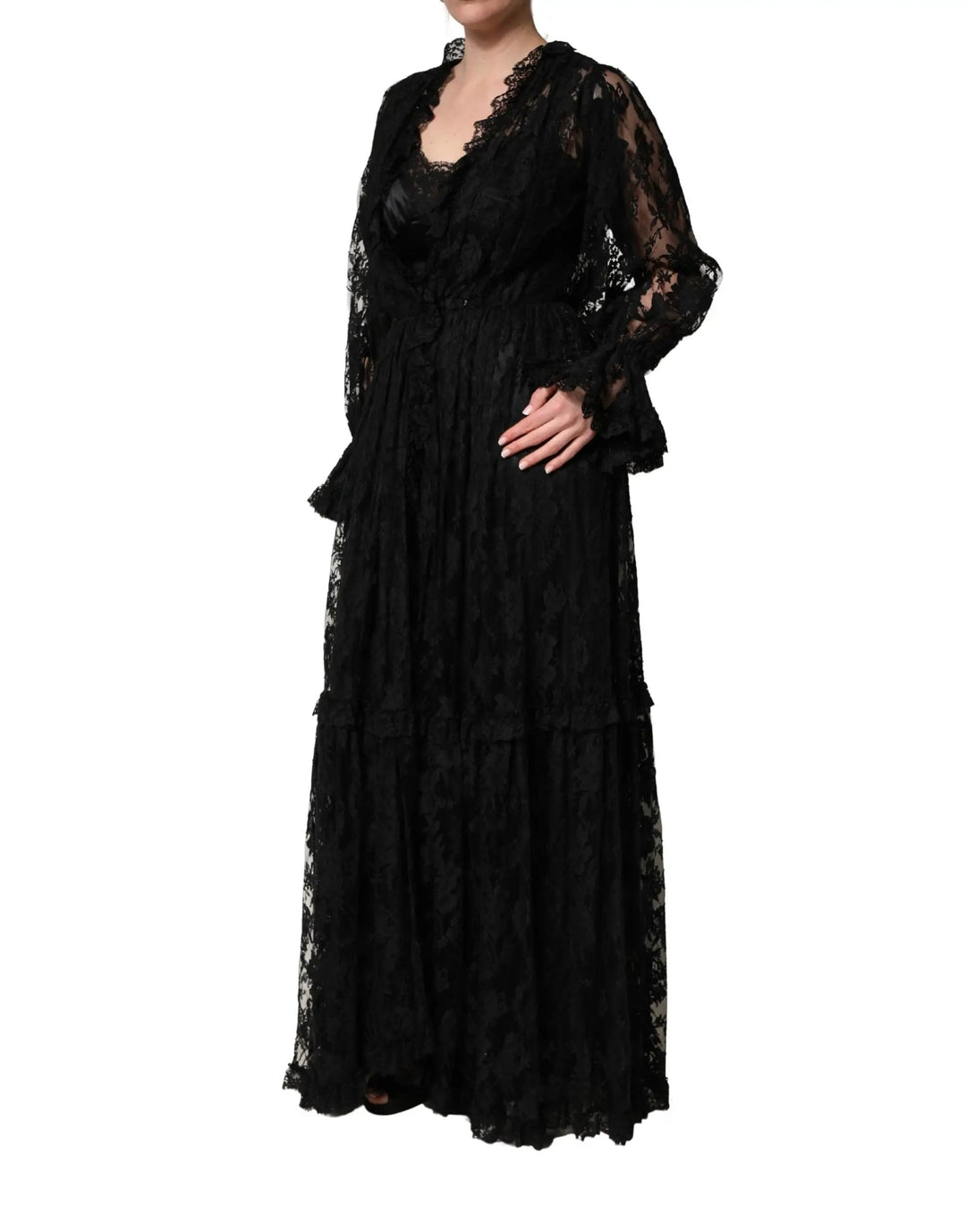 Dolce &amp; Gabbana Sample Sale | Dolce &amp; Gabbana Black Lace A-line Long Evening Gown Dress - | Designer outlet