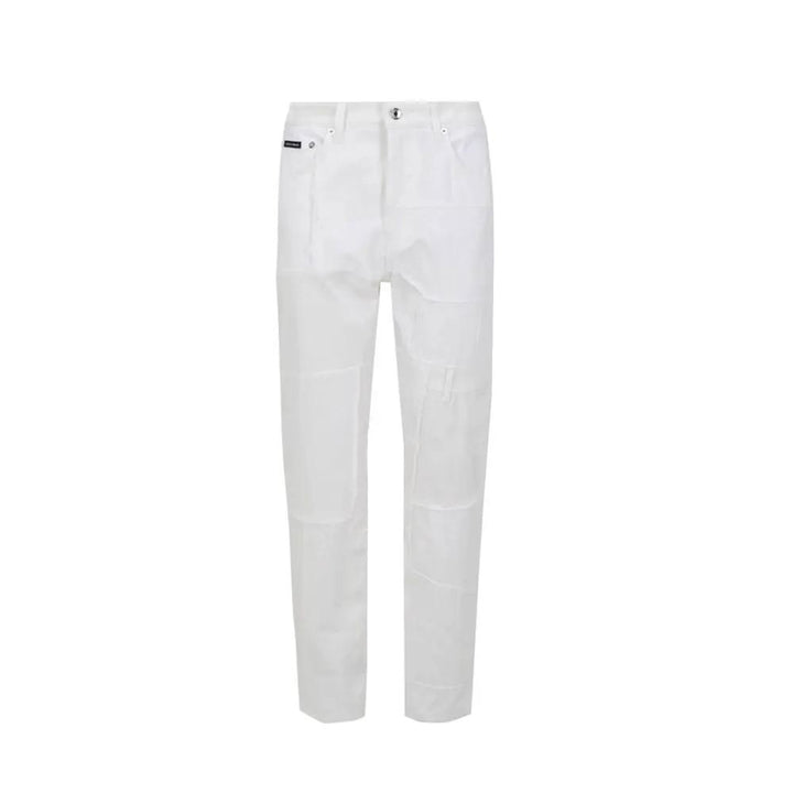 Dolce &amp; Gabbana White Cotton Straight-Leg Jeans