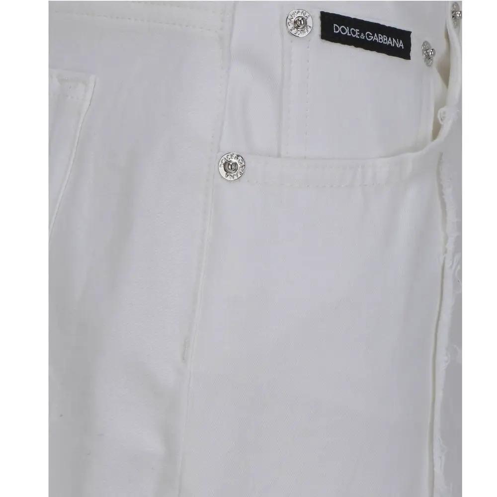 Dolce &amp; Gabbana White Cotton Straight-Leg Jeans