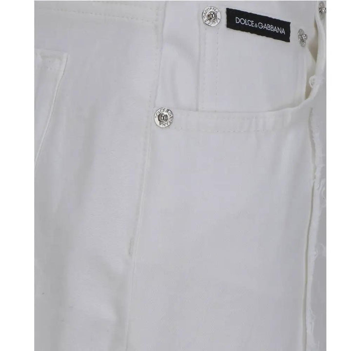 Dolce &amp; Gabbana White Cotton Straight-Leg Jeans