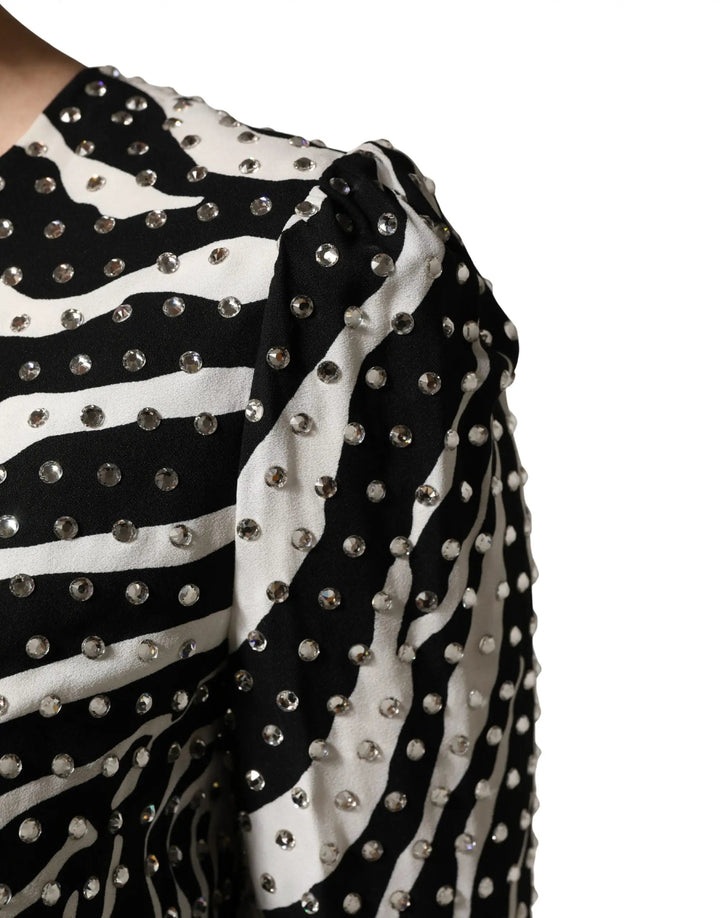 Dolce &amp; Gabbana Sample Sale | Dolce &amp; Gabbana Black White Zebra Rhinestones Mini Dress - | Designer outlet