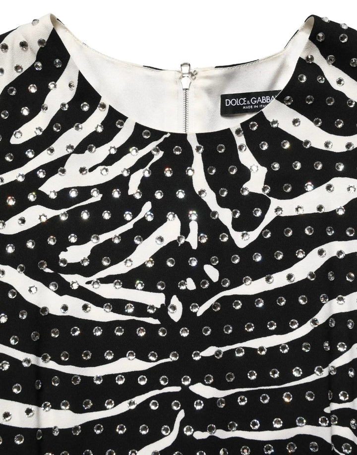 Dolce &amp; Gabbana Sample Sale | Dolce &amp; Gabbana Black White Zebra Rhinestones Mini Dress - | Designer outlet