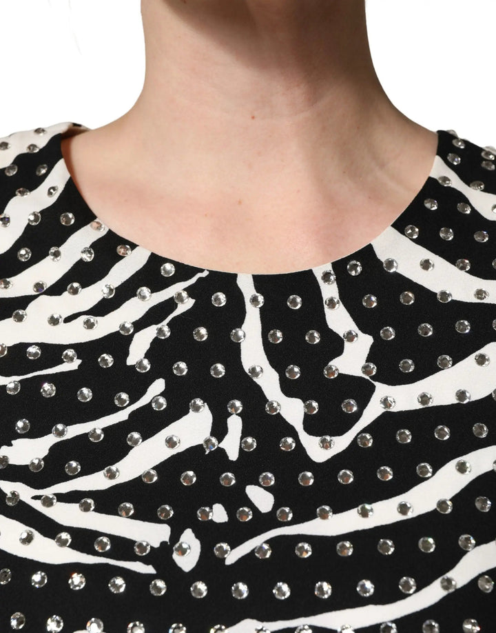 Dolce &amp; Gabbana Sample Sale | Dolce &amp; Gabbana Black White Zebra Rhinestones Mini Dress - | Designer outlet