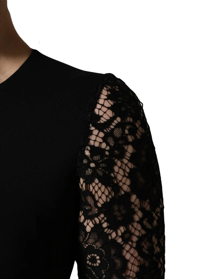 Dolce &amp; Gabbana Sample Sale | Dolce &amp; Gabbana Black Viscose Lace Long Sleeves Mini Dress - | Designer outlet